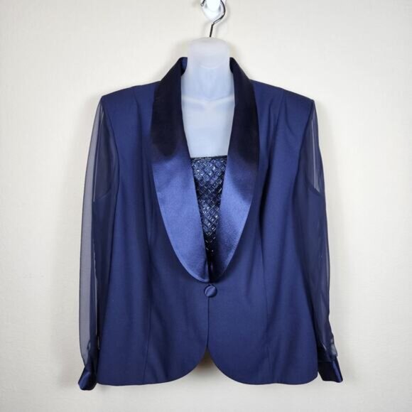 Designer Formal Jacket Blazer Top Crimson Lawrence Kurtz Beaded Wedding Size 22W - Picture 1 of 11